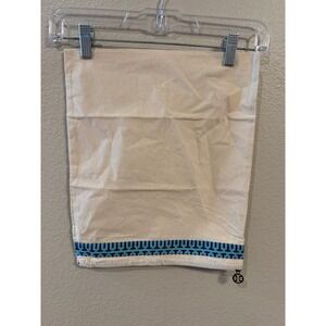 Tory Burch Dust Bag  Cream Blue Canvas Drawstring T-Logo Excellent 14x12